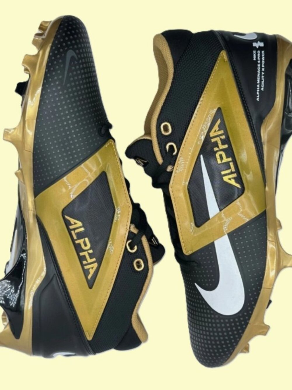 Nike Alpha Menace 4 Pro Metallic Gold Black Football Cleats Men US12-UK11 FD7037